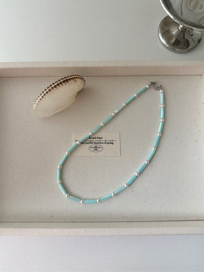 Ocean Beaded Pearl Necklace