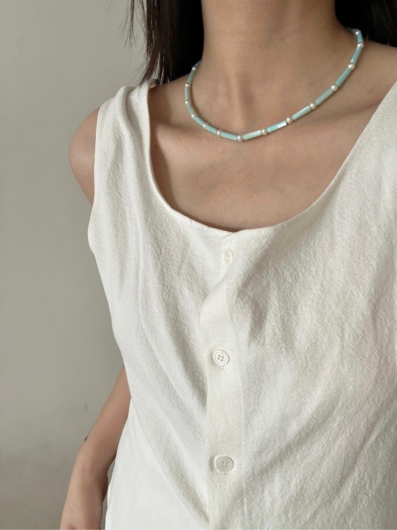 Ocean Beaded Pearl Necklace