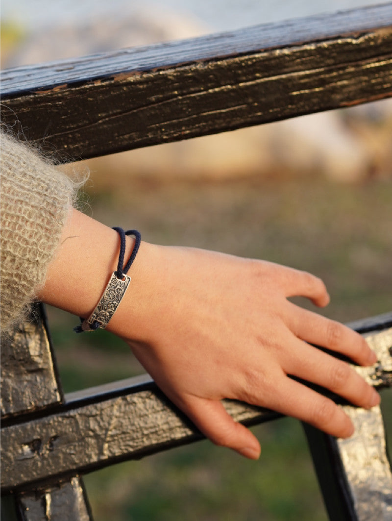 Ocean Engraved Silver Bracelet