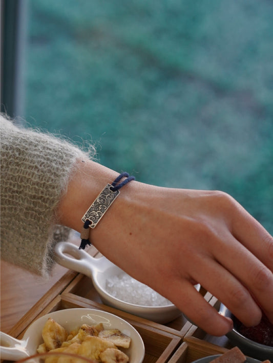 Ocean Engraved Silver Bracelet