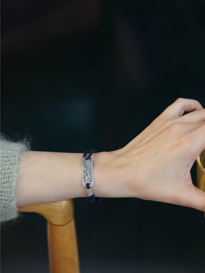 Ocean Engraved Silver Bracelet