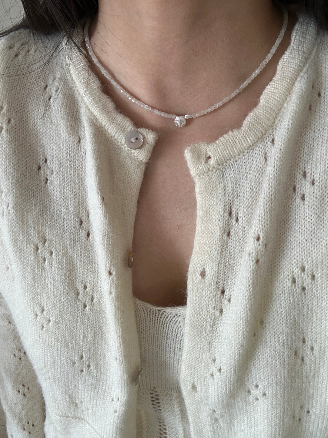 Ocean Letter Shell Natural Stone Necklace