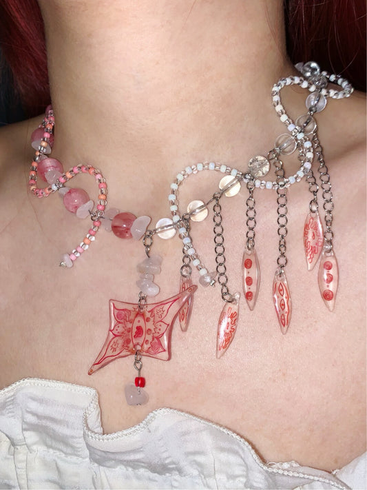 Odd Little Star Beaded Tassel Choker