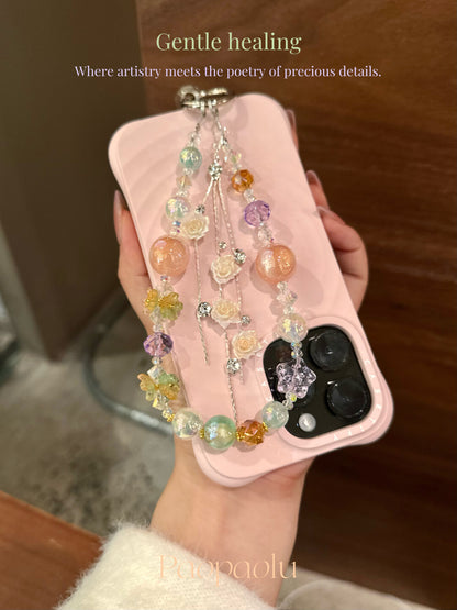 Orange Fizz Glow-in-the-Dark Flower Tassel Beaded Phone Charm