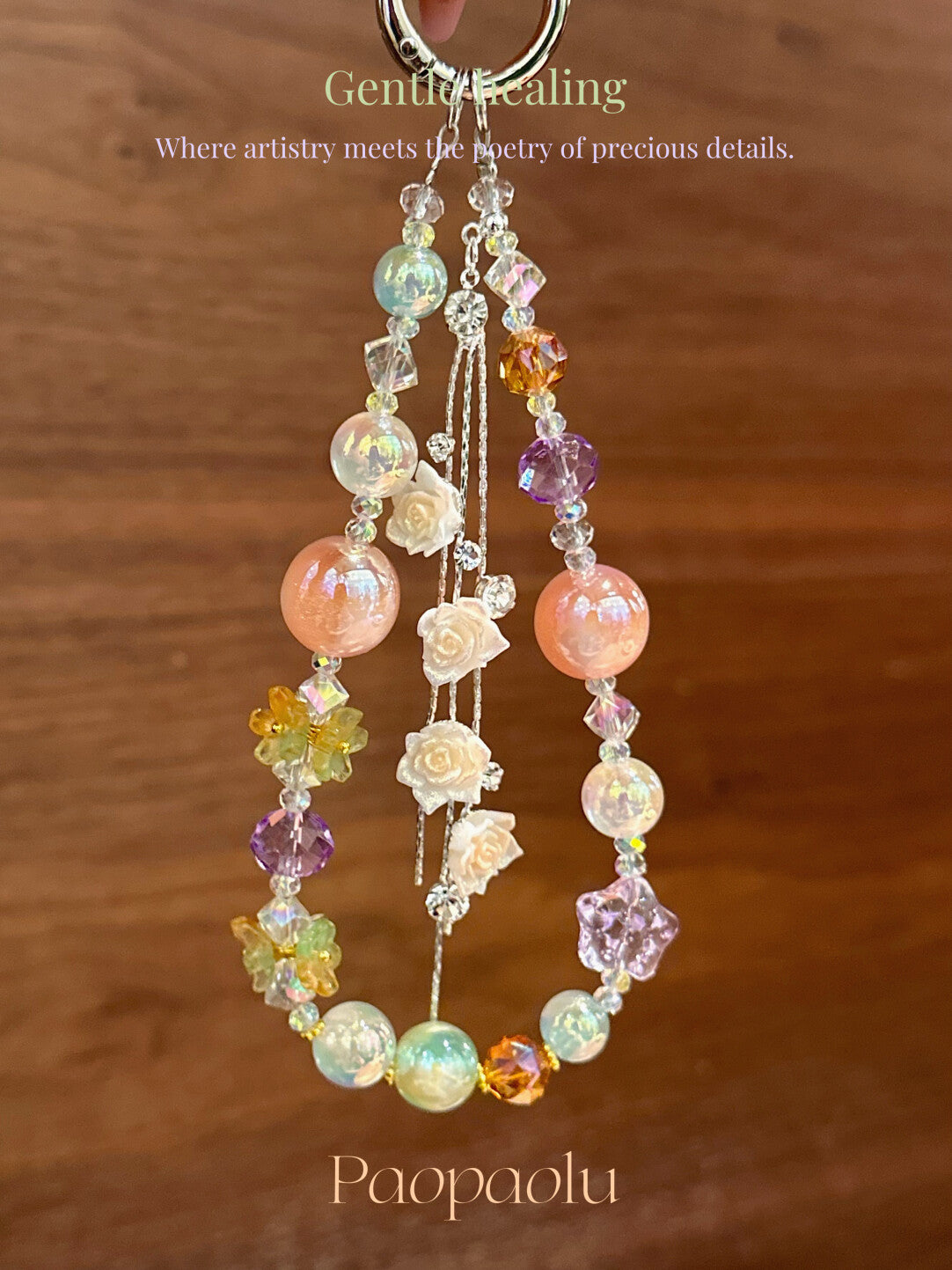 Orange Fizz Glow-in-the-Dark Flower Tassel Beaded Phone Charm