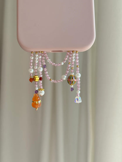 Orange Gourd Pearl Beaded Pendant With Phone Case