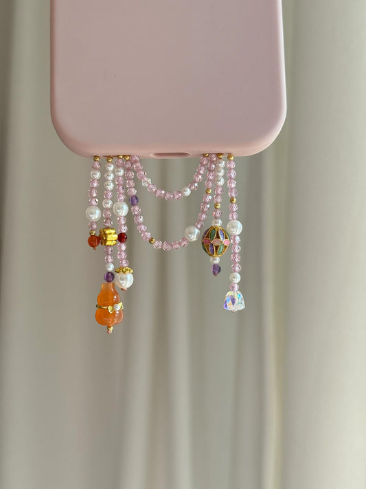 Orange Gourd Pearl Beaded Pendant With Phone Case