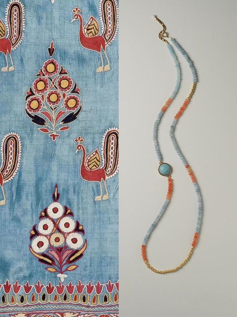 Chinoiserie Orange Sea Salt Beaded Necklace