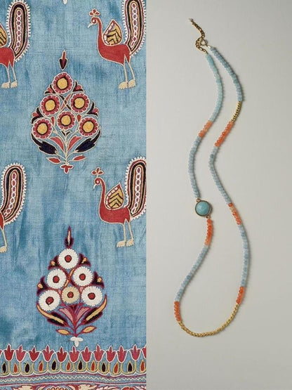 Chinoiserie Orange Sea Salt Beaded Necklace