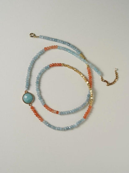 Chinoiserie Orange Sea Salt Beaded Necklace