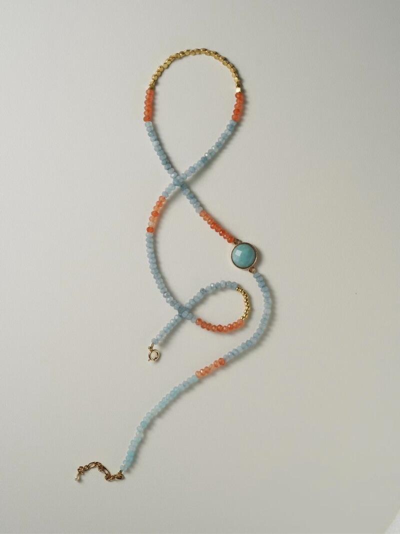 Chinoiserie Orange Sea Salt Beaded Necklace