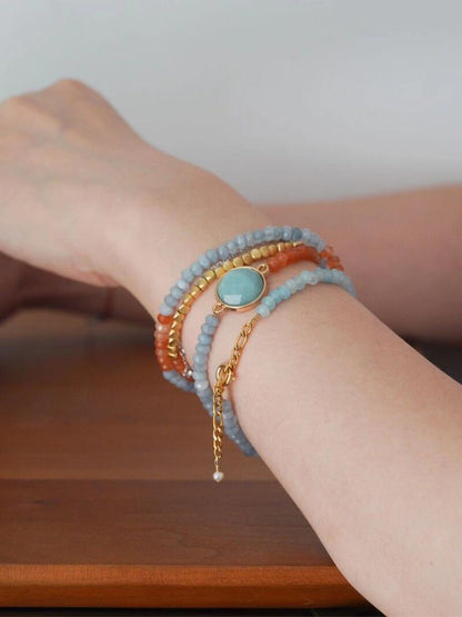 Chinoiserie Orange Sea Salt Beaded Necklace