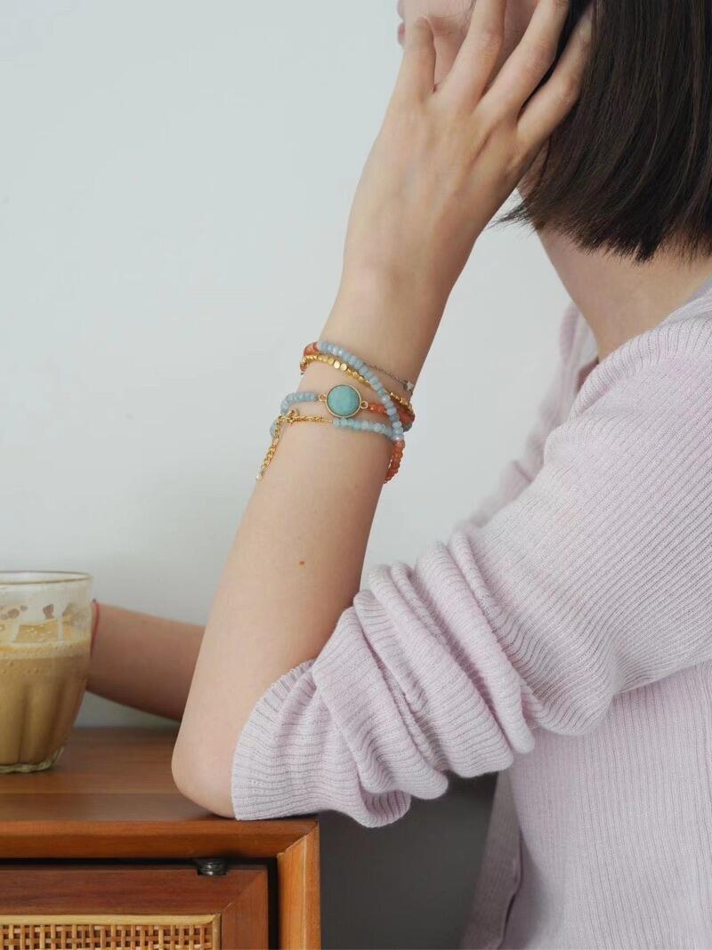 Chinoiserie Orange Sea Salt Beaded Necklace