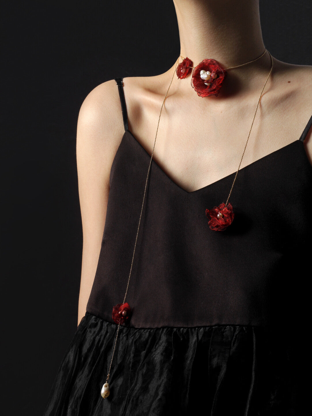 Organza Camellia Freshwater Pearl Necklace