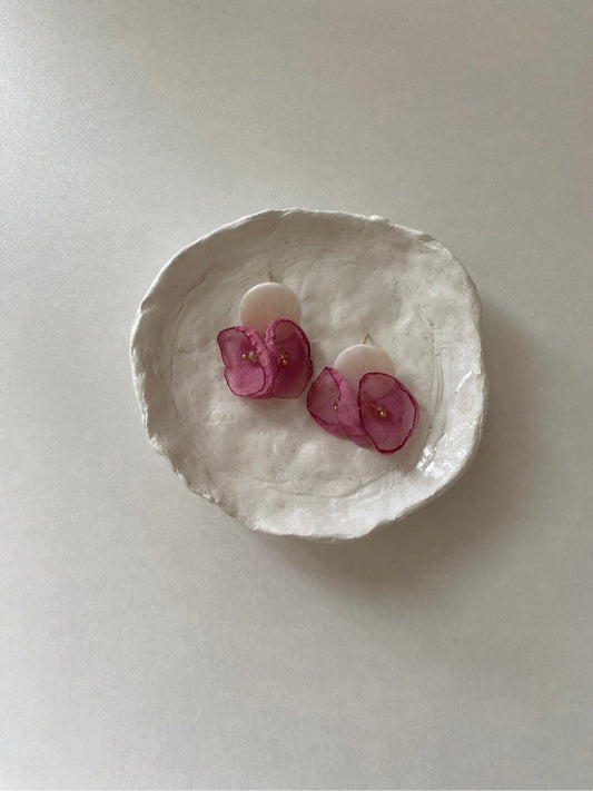 Organza Rose Shell Earrings