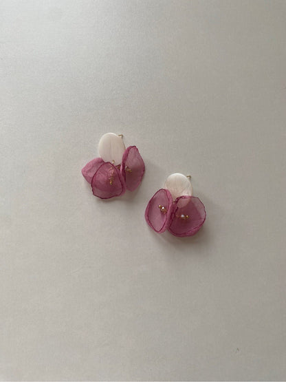 Organza Rose Shell Earrings