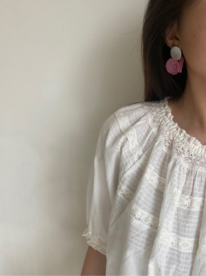 Organza Rose Shell Earrings