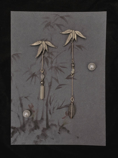 Bamboo Beaded Asymmetrical Earrings