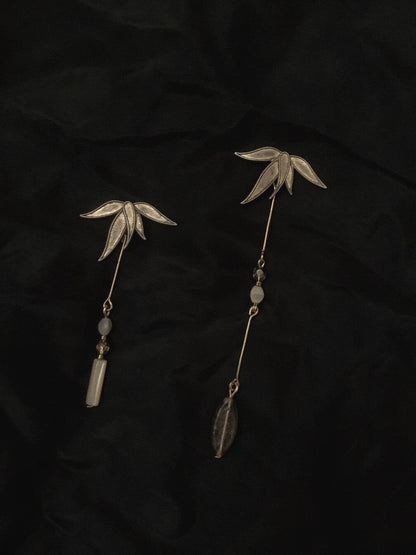 Bamboo Beaded Asymmetrical Earrings