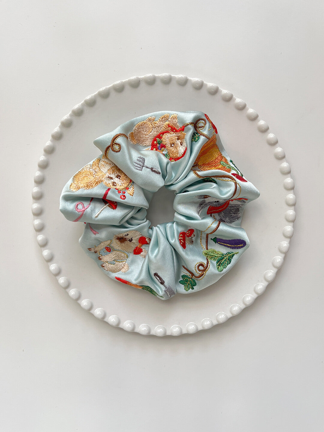 Original Bunny Farm Embroidered Hair Scrunchie