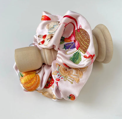 Original Bunny Farm Embroidered Hair Scrunchie