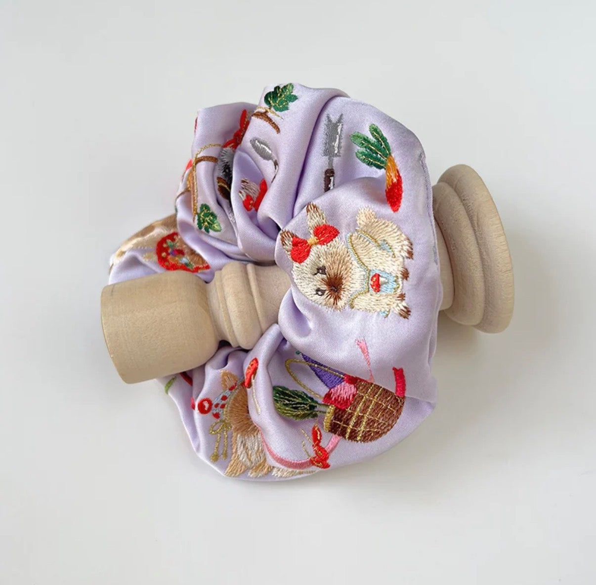 Original Bunny Farm Embroidered Hair Scrunchie