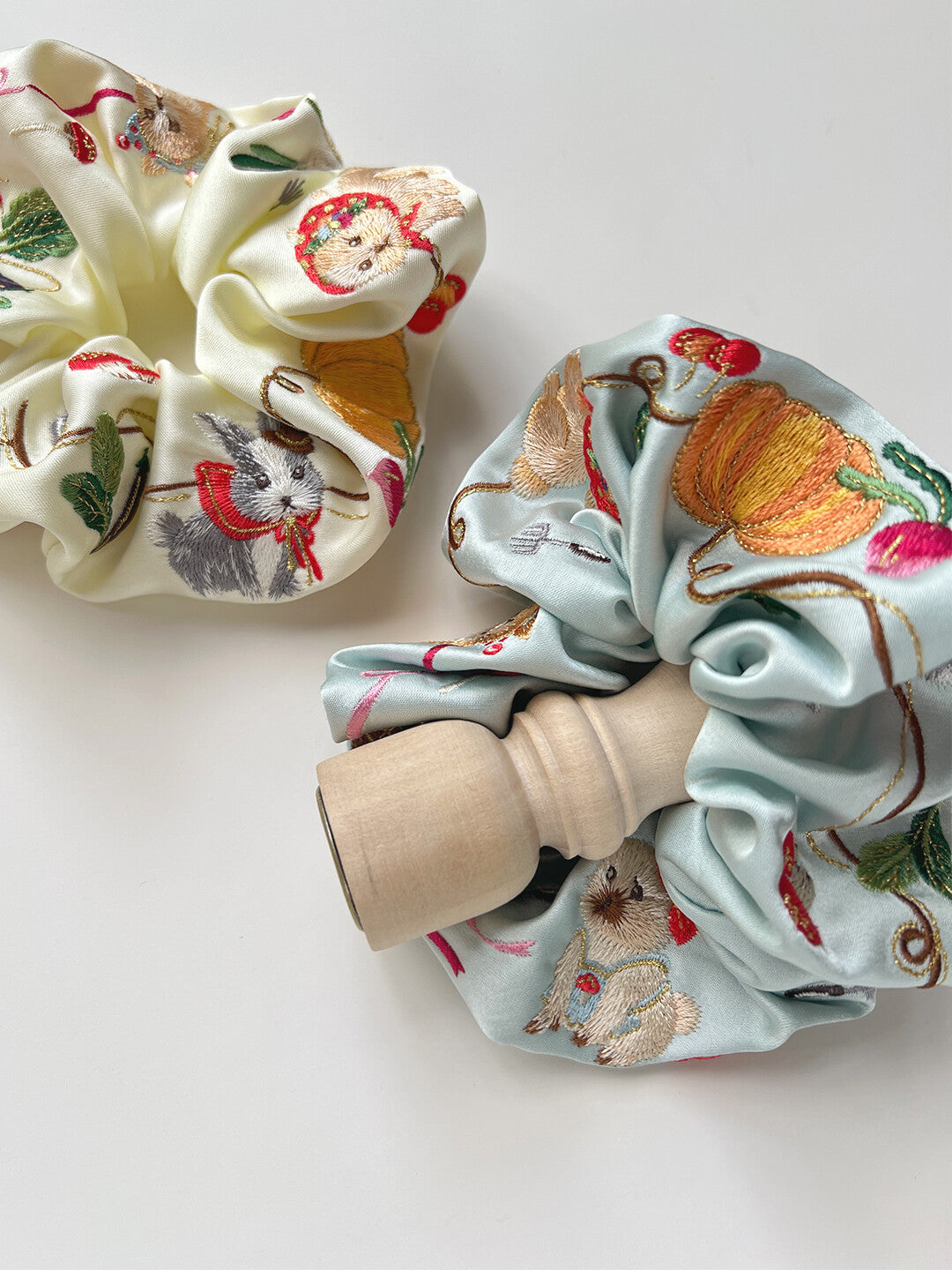 Original Bunny Farm Embroidered Hair Scrunchie