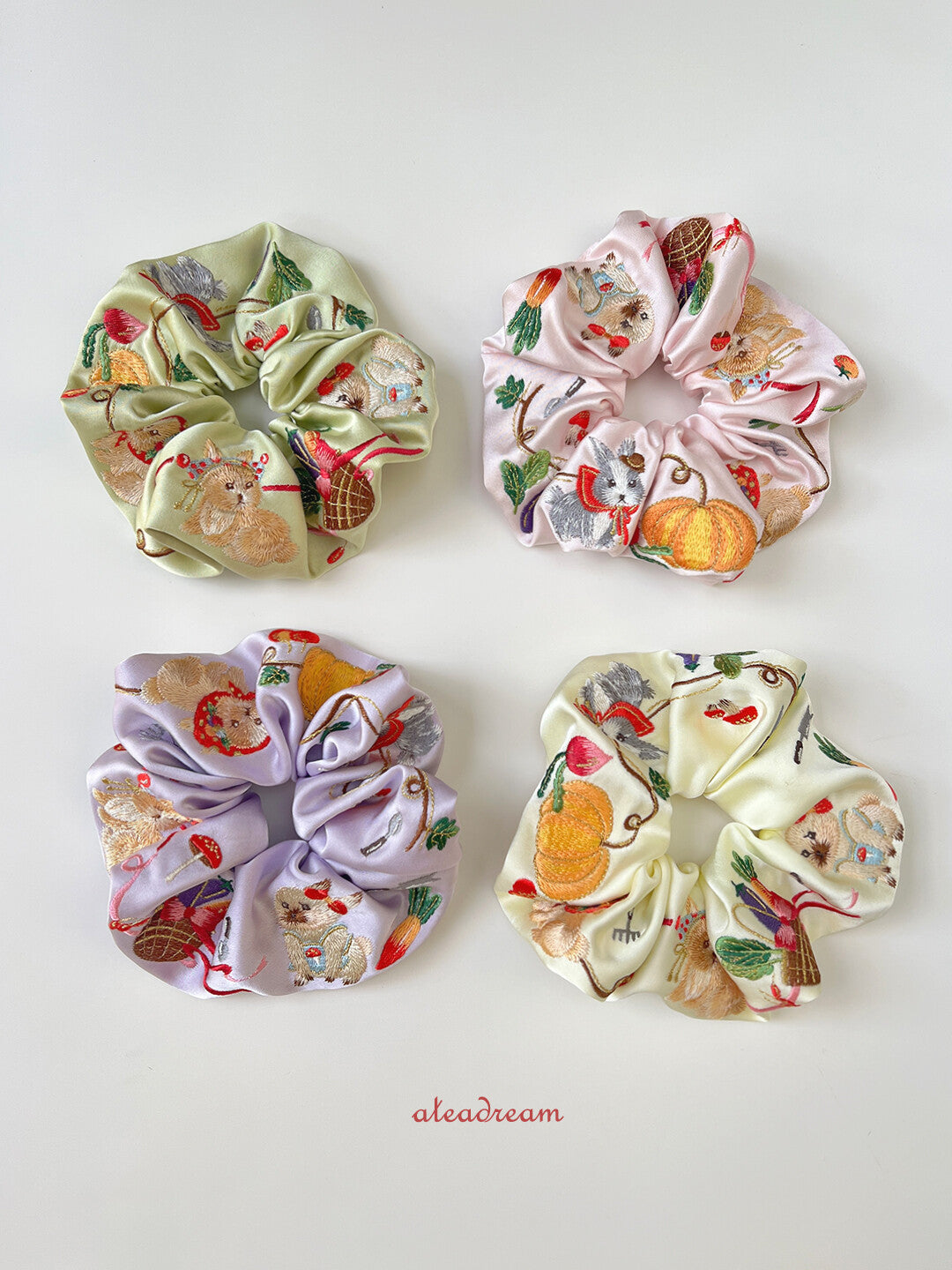 Original Bunny Farm Embroidered Hair Scrunchie