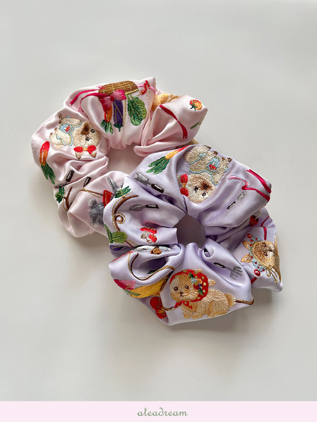 Original Bunny Farm Embroidered Hair Scrunchie