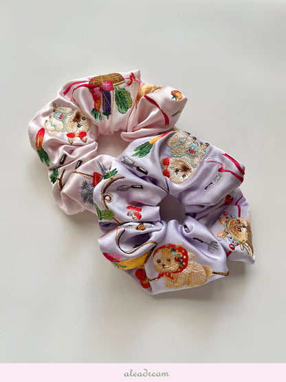 Original Bunny Farm Embroidered Hair Scrunchie