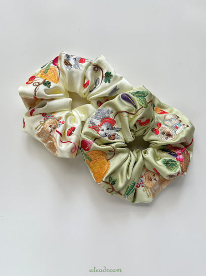 Original Bunny Farm Embroidered Hair Scrunchie