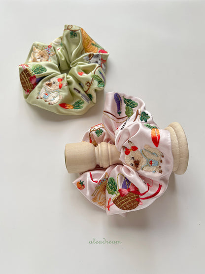 Original Bunny Farm Embroidered Hair Scrunchie