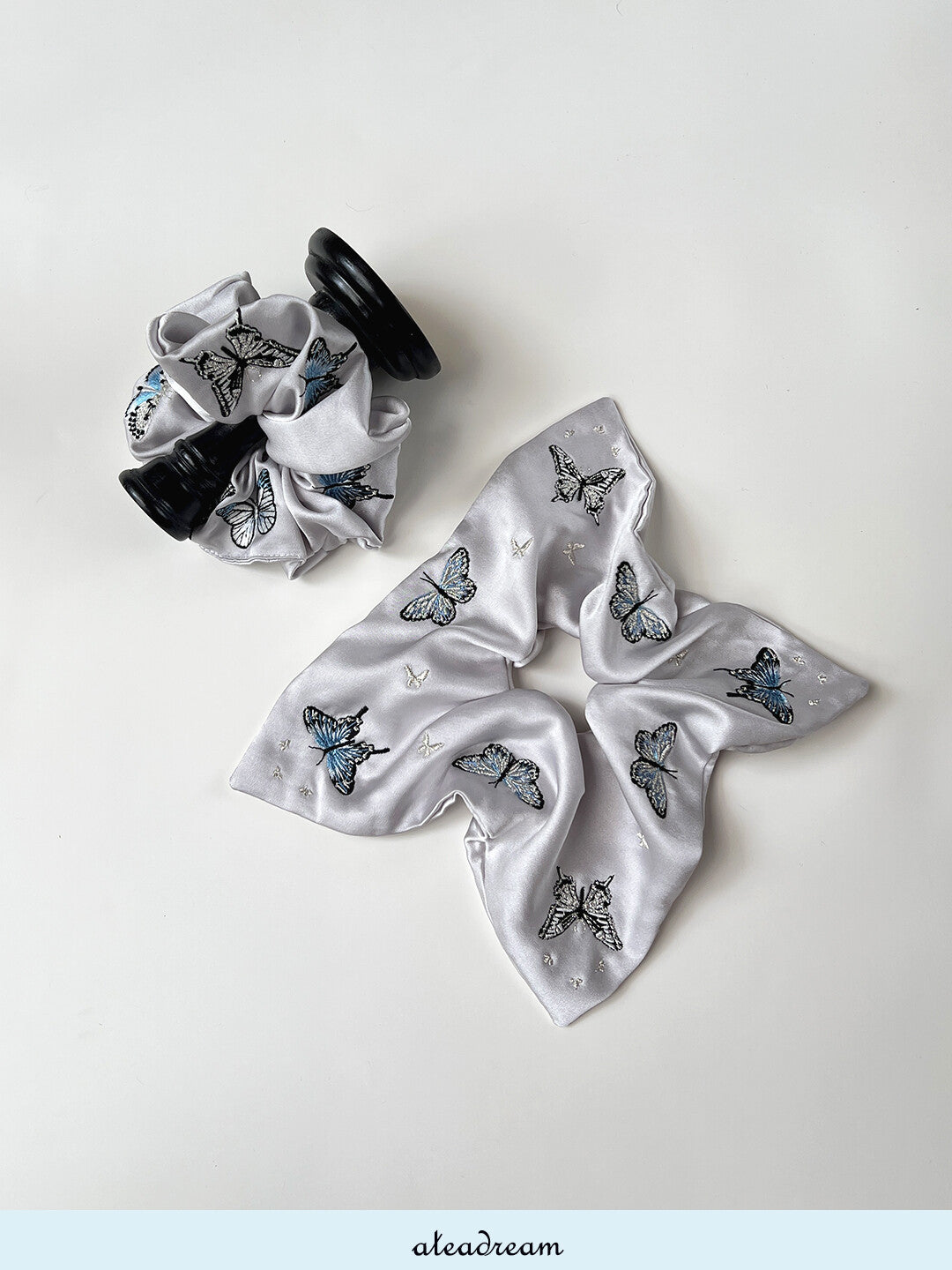 Original Chinoiserie Butterfly Embroidered Hair Scrunchie