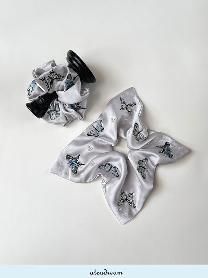 Original Chinoiserie Butterfly Embroidered Hair Scrunchie