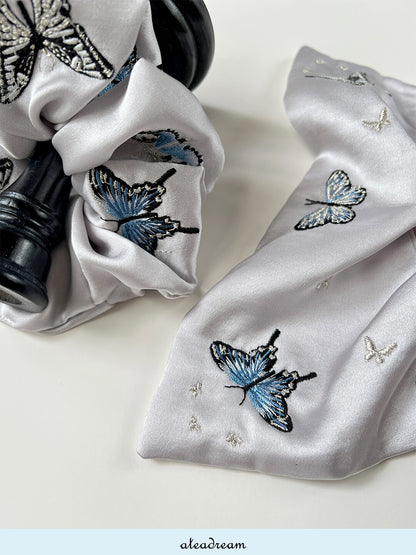 Original Chinoiserie Butterfly Embroidered Hair Scrunchie