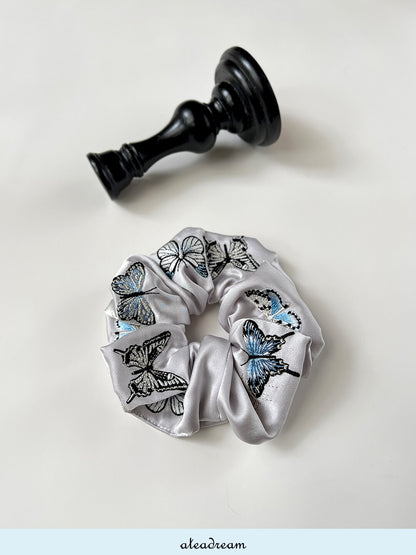 Original Chinoiserie Butterfly Embroidered Hair Scrunchie