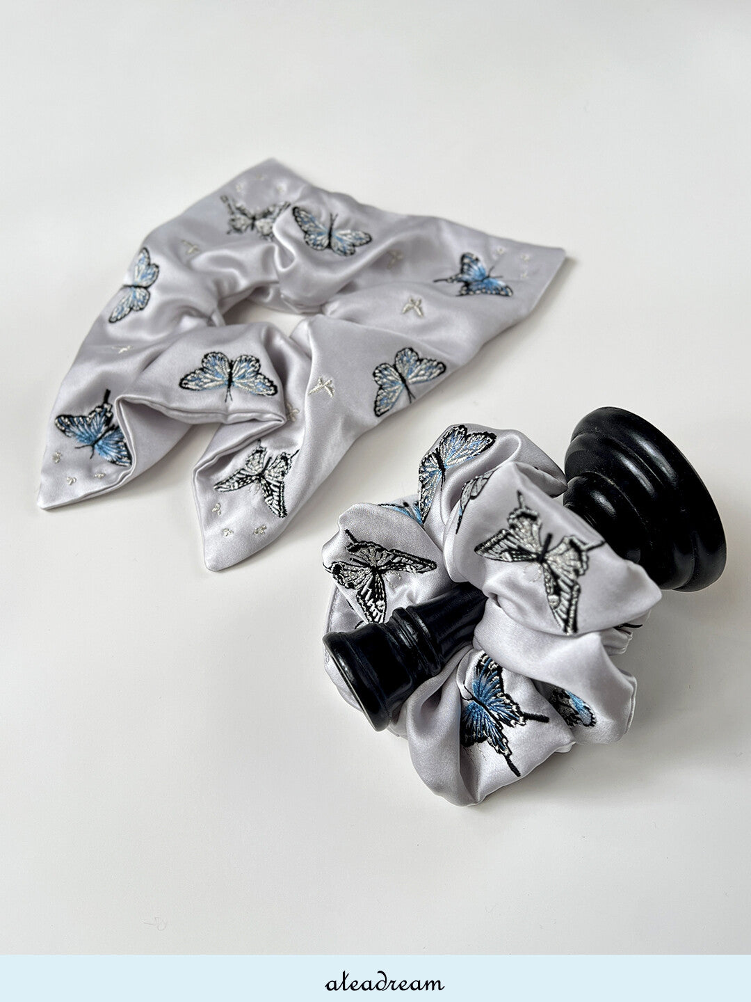 Original Chinoiserie Butterfly Embroidered Hair Scrunchie