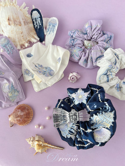 Original Ocean Melody Embroidered Hair Scrunchie