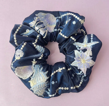 Original Ocean Melody Embroidered Hair Scrunchie