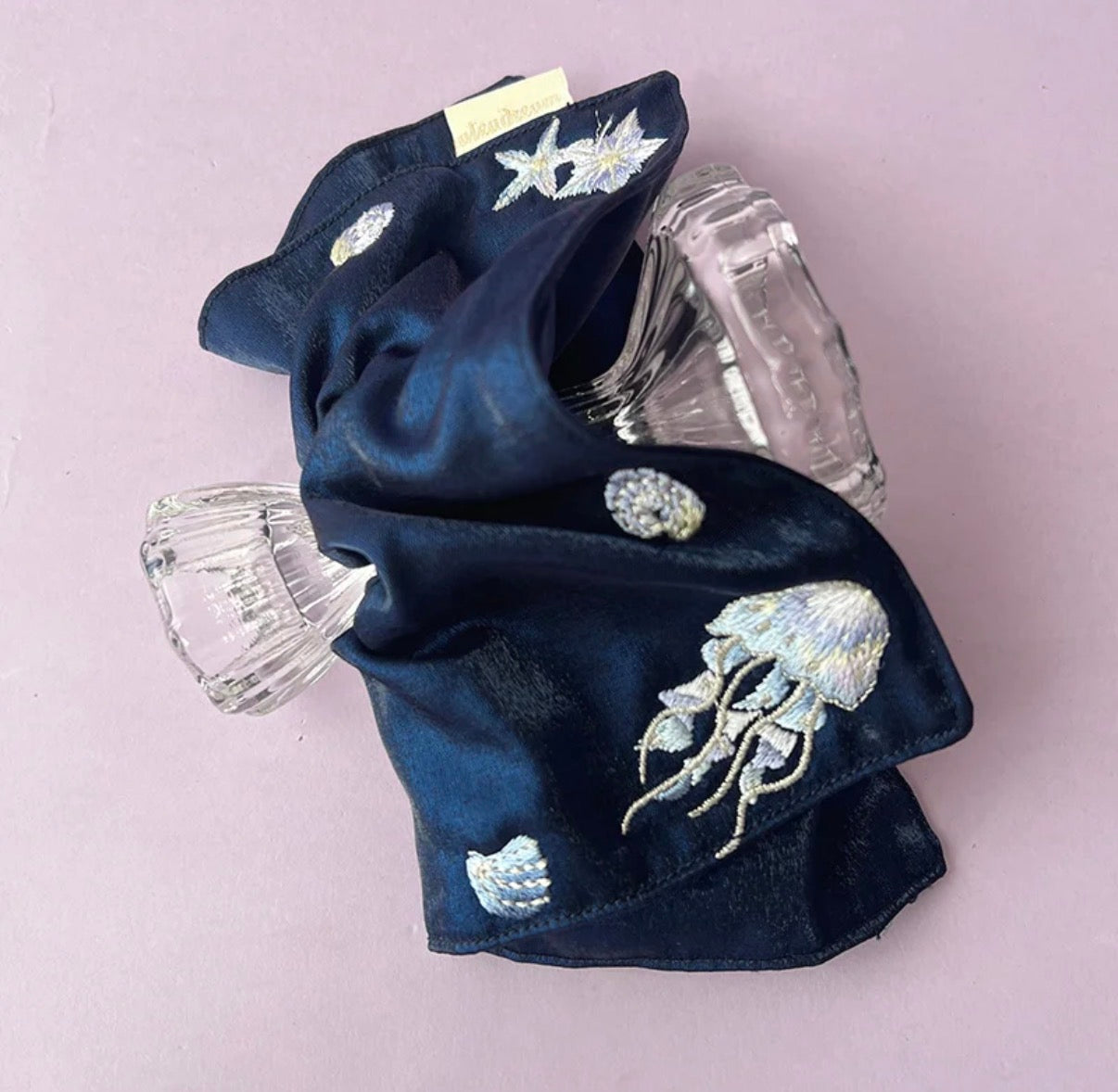 Original Ocean Melody Embroidered Hair Scrunchie