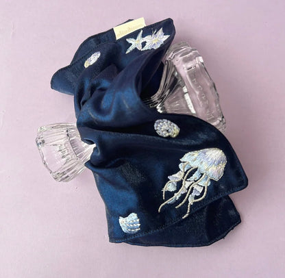 Original Ocean Melody Embroidered Hair Scrunchie