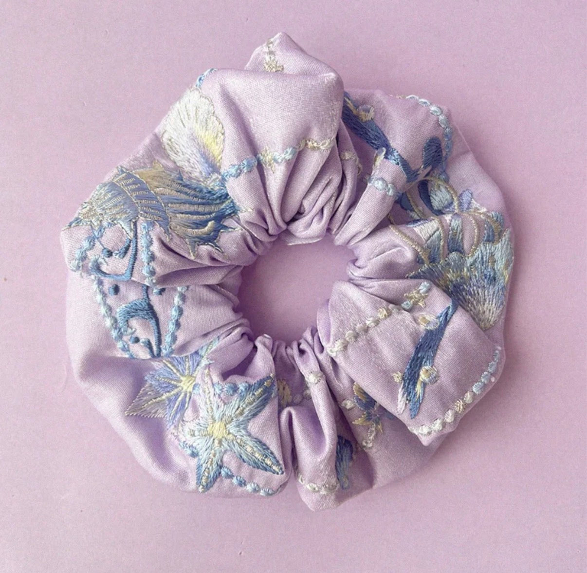 Original Ocean Melody Embroidered Hair Scrunchie