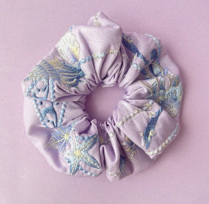 Original Ocean Melody Embroidered Hair Scrunchie