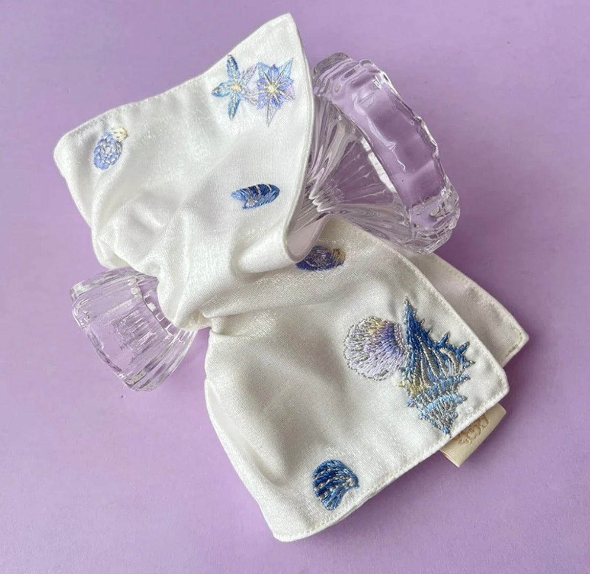 Original Ocean Melody Embroidered Hair Scrunchie