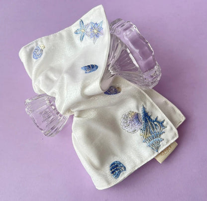 Original Ocean Melody Embroidered Hair Scrunchie