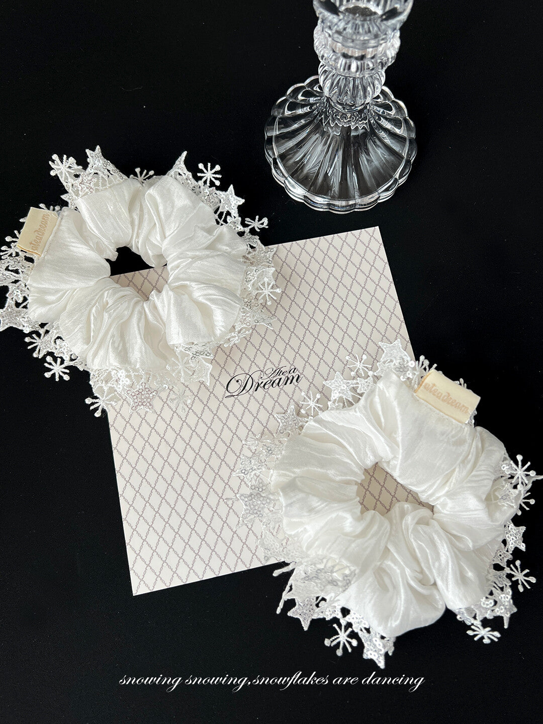 Original Pure White Star Embellished Hair Scrunchie
