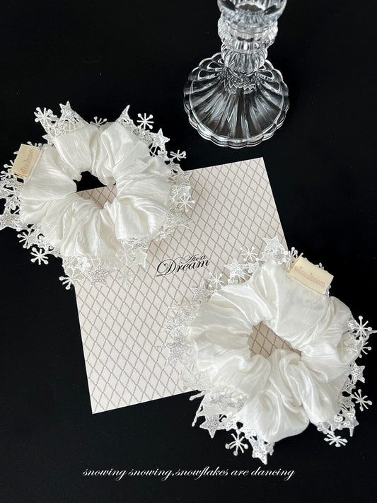 Original Pure White Star Embellished Hair Scrunchie
