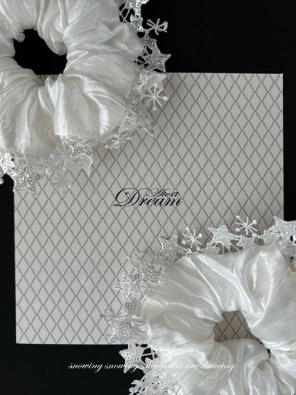Original Pure White Star Embellished Hair Scrunchie