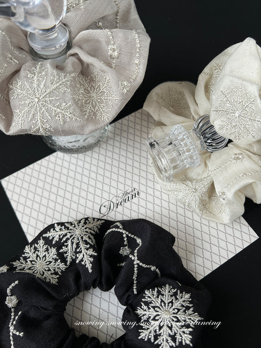 Original Snowflake Embroidered Hair Scrunchie