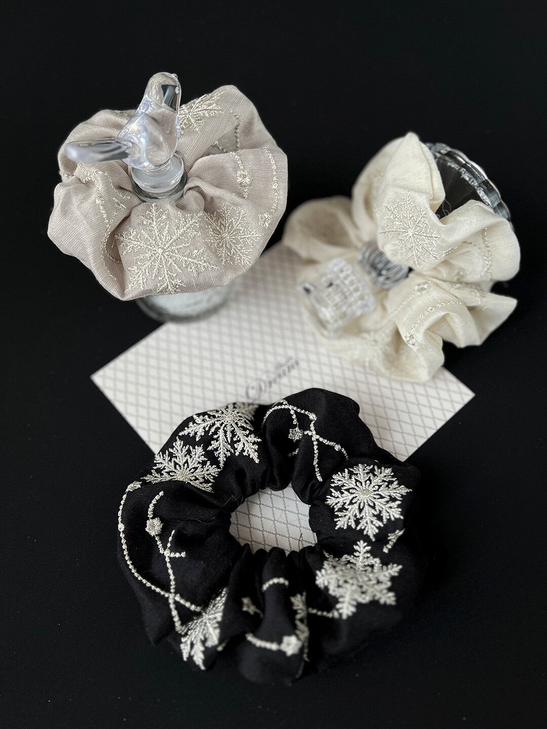 Original Snowflake Embroidered Hair Scrunchie
